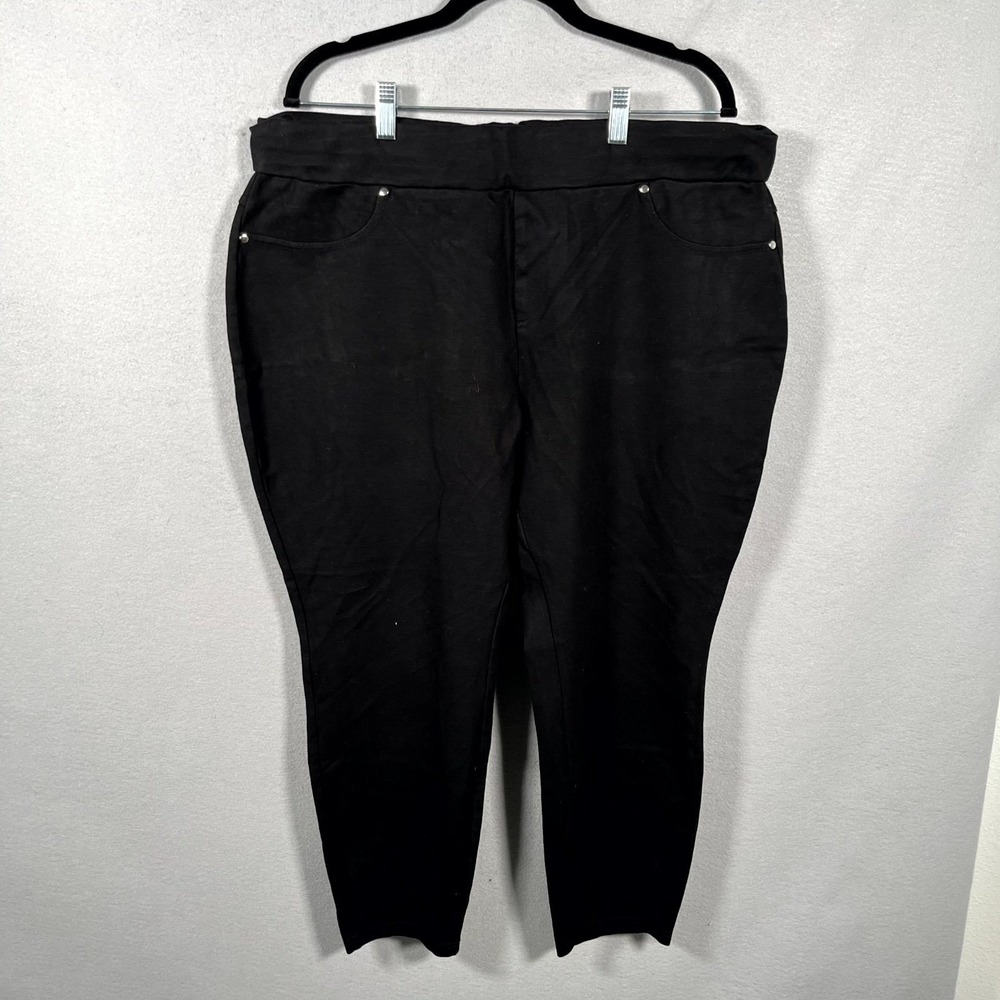 Lark + Grey Pants Womens 3X Black Viscose Pull On Slim Fit Comfort Tapered Leg